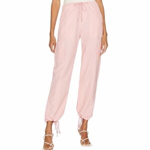 Superdown Colby Cargo Pants in Pink Size Small Drawstring Waist Swishy Pants
